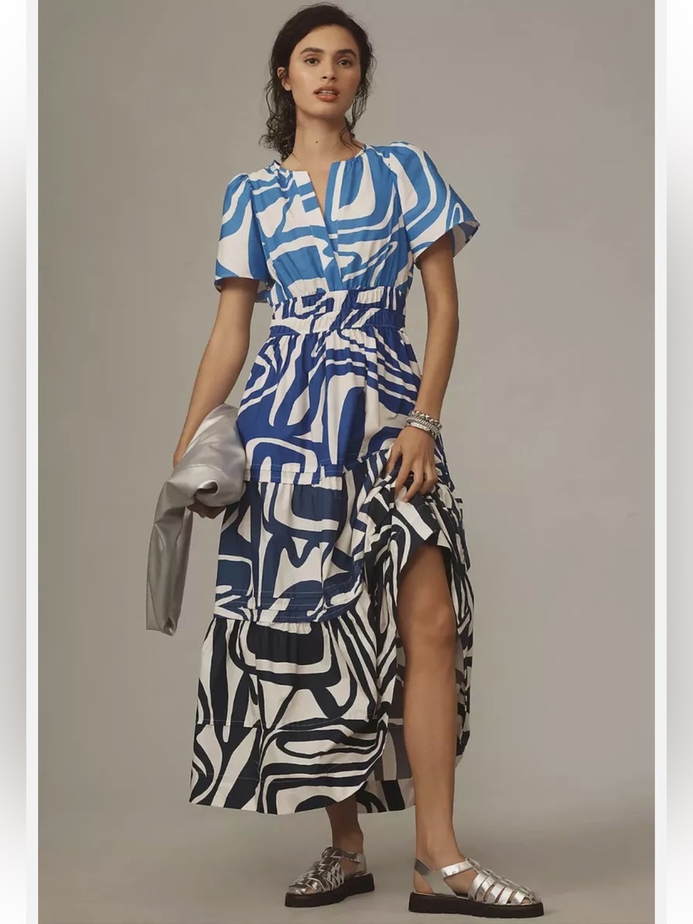 Anthropologie Somerset maxi dress in blue print ombré. Size: Medium